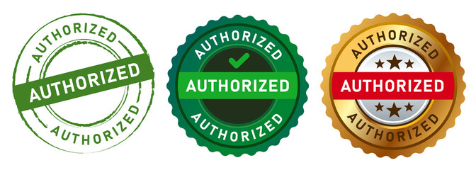 Authorized stamp logo sign sticker watermark permit by the author in green and gold design graphic