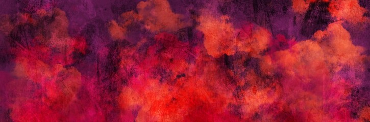 Abstract background painting art with orange, red and purple cloud paint brush for presentation, website, halloween poster, wall decoration, or t-shirt design.