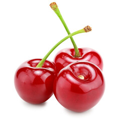 red cherry isolated on white background. clipping path