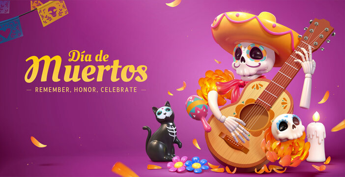 3d Dia De Muertos Banner