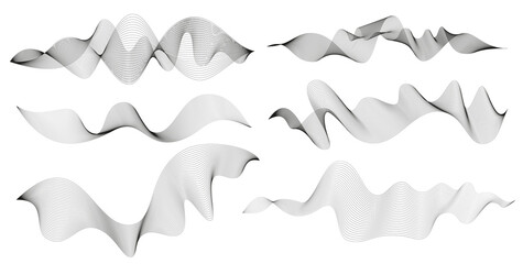 Wavy abstract stripes. Curved line vector elements for music design. Digital sound equalizer.