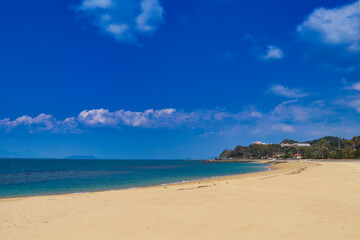 Shiroigahama Coast Sandy Beach and Transparent Sea Ripple Land Mobout Kyushu Kumamoto
