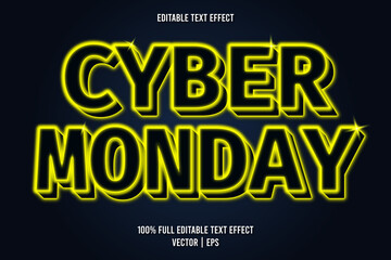 Fototapeta na wymiar Cyber monday editable text effect neon style