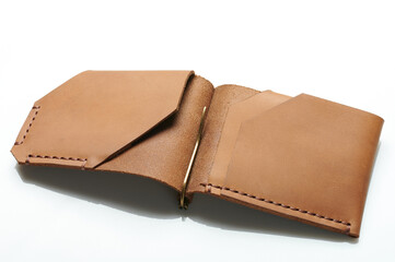 Slim leather open card wallet