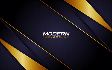 Modern Dark Background with Golden Dynamic Line Shapes. Vector Illustration Design Template Element.