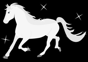 Attractive white horse with shine and bright. This animal can use for cartoons, fairy tales, stories concepts.