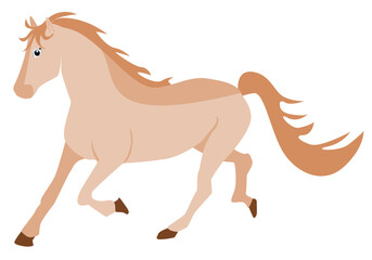 Attractive brown horse icon. This animal can use for cartoons, fairy tales, stories concepts.