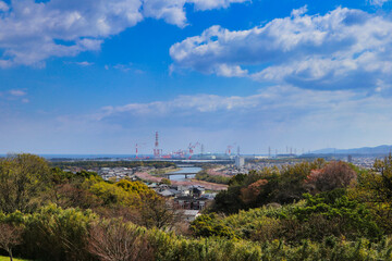 Oita City Oita City, Oita Prefecture, which overlooks from the mountain