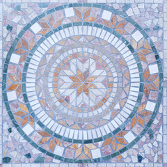 Vintage old ceramic tiles wall