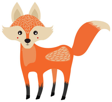 Cute vector animal icon of an orange fox.