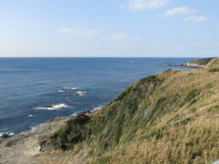 Fototapeta na wymiar 神奈川県立城ヶ島公園の第一展望台からの眺め（西側　太平洋）　View from No.1 Lookout Point in Jogashima Park