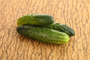 Fersh juicy green cucumbers heap