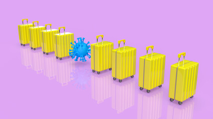 suitcase and virus for travel or medical concept 3d rendering