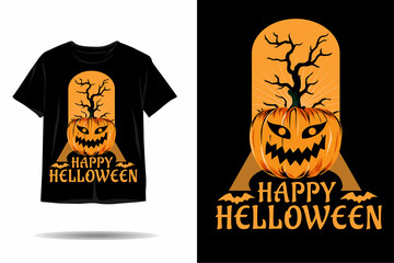 Happy halloween pumpkin silhouette t shirt design