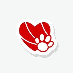 Love paw logo sticker isolated on white background