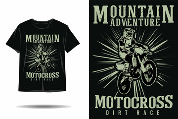 Mountain adventure motocross dirt race silhouette t shirt design