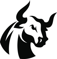 Simple Design Head of Aggressive Fighting Bull