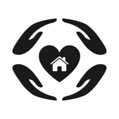Collection of logos houses with hearts. Love concept.