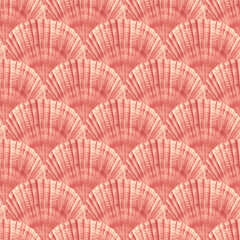Scallop shell. Seamless color pattern.