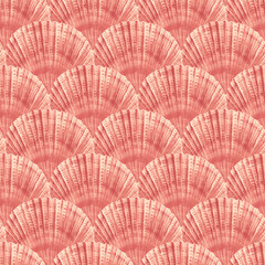 Scallop shell. Seamless color pattern.