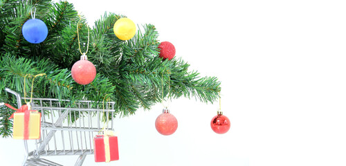 Decorated Christmas tree for new year isolated on white background