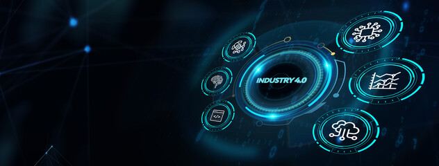 Industry 4.0 Cloud computing, physical systems, IOT, cognitive computing industry.3d illustration