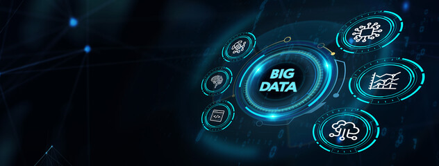 Business, Technology, Internet and network concept. Big Data Internet Information.   3d illustration