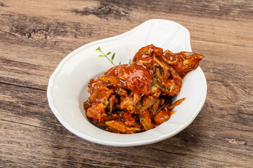 Canned anchovy in tomato sauce