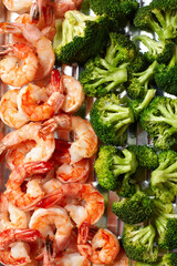 stir-fried mixed vegetable and broccoli with shrimps - healthy food style