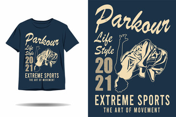 Parkour life style extreme sports the art of movement silhouette t shirt design