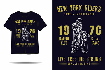 New york riders custom motorcycle classic racing silhouette t shirt design