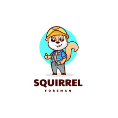 Vector Logo Illustration Squirrel Mascot Cartoon Style.