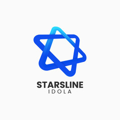 Vector Logo Illustration Star Line Gradient Line Art Style.