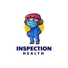 Vector Logo Illustration Healthy Inspector Mascot Cartoon Style.