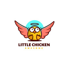 Vector Logo Illustration Little Chicken Mascot Cartoon Style.