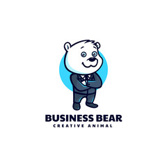 Vector Logo Illustration Businessman Bear Mascot Cartoon Style.