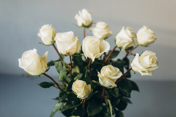 Bouquet of flowers, colorful roses on isolated background