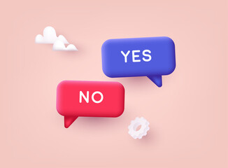 Yes or No. Speech Bubbles. 3D Web Vector Illustrations.