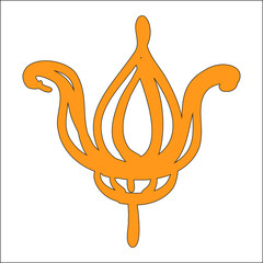 Abstract yellow vector element illustration. Changeble abstract floral inspired symblol for your project. Creative nature icon for design. Art ornament on the white background. 