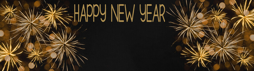 HAPPY NEW YEAR 2022 - Festive silvester background panorama greeting card banner long - Golden...