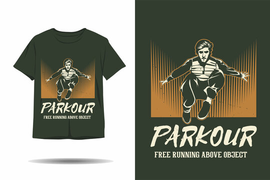 Parkour Free Running Above Object Silhouette T Shirt Design