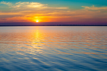 Seascape in the evening. Sunset over the sea