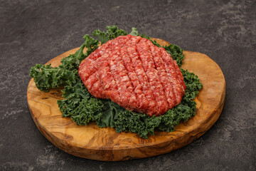 Raw beef burger cutlet for cooking
