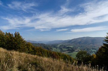 Panorama z Połoniny Wetlińskiej Bieszczady 