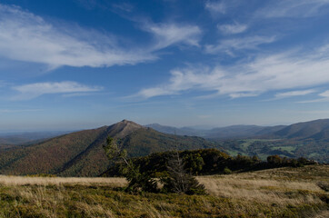 Panorama z Połoniny Wetlińskiej Bieszczady 