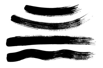 Fototapeta premium Set of hand painted brush strokes. Black grunge design elements, brushes, detailed textures, backgrounds.