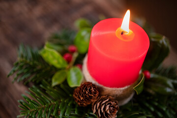 Christmas advent candle with decoration