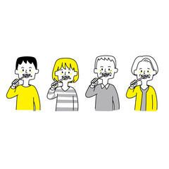 歯磨きしている人物のイラスト