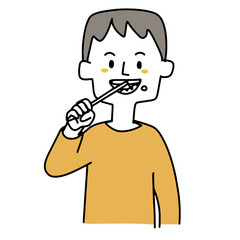 歯磨きをしている若い男性