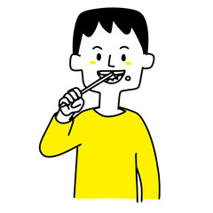 歯磨きをしている若い男性